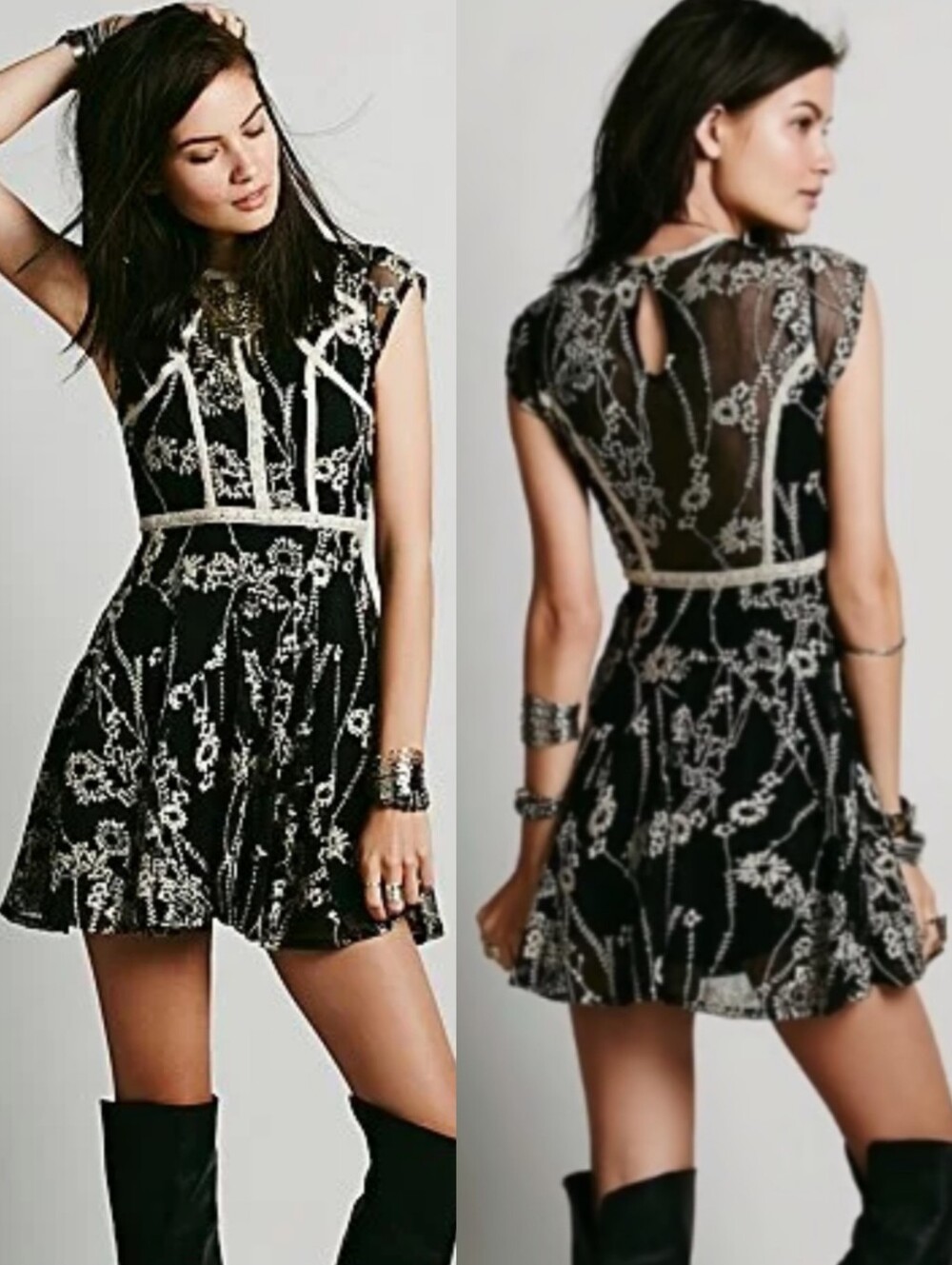 Free People Embroidered Floral Mini Dress